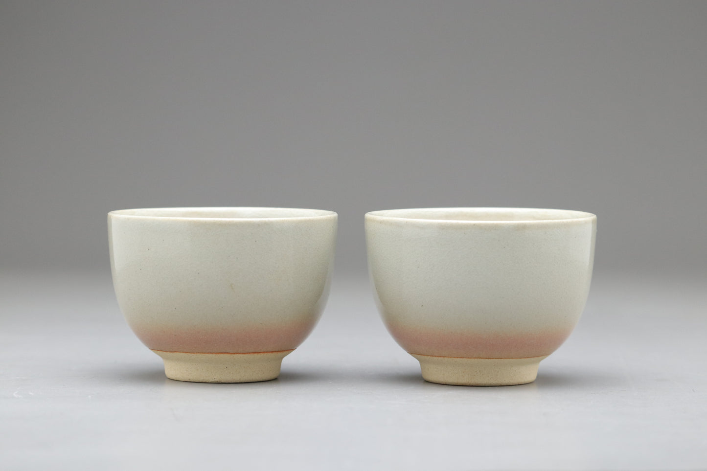 Japanese Tea Cups | Set of 2 | Pink and White | Gradient | Crackle Glaze | Handmade Pottery | Wabi Sabi | Yunomi Bowl | Tea Gift