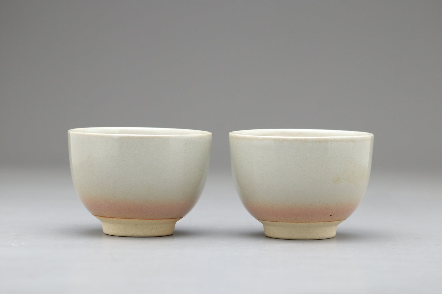 Japanese Tea Cups | Set of 2 | Pink and White | Gradient | Crackle Glaze | Handmade Pottery | Wabi Sabi | Yunomi Bowl | Tea Gift