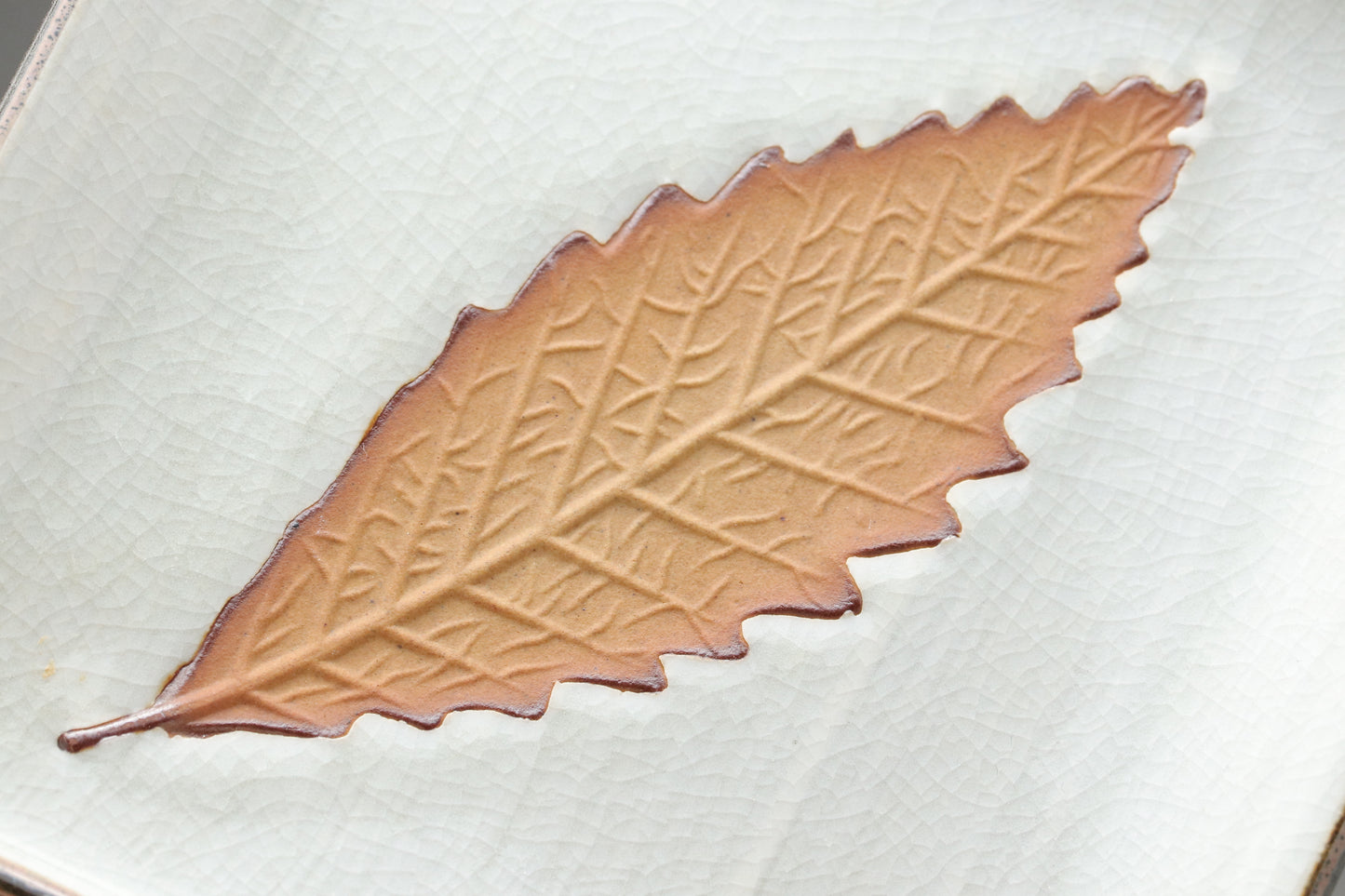 Japanese Pottery Set of 4 | Ceramic Leaf Plates | Rustic Wabi Sabi | Small Sushi Dish | Handmade Snack Plate | Pressed Leaf Design | Zen Gift