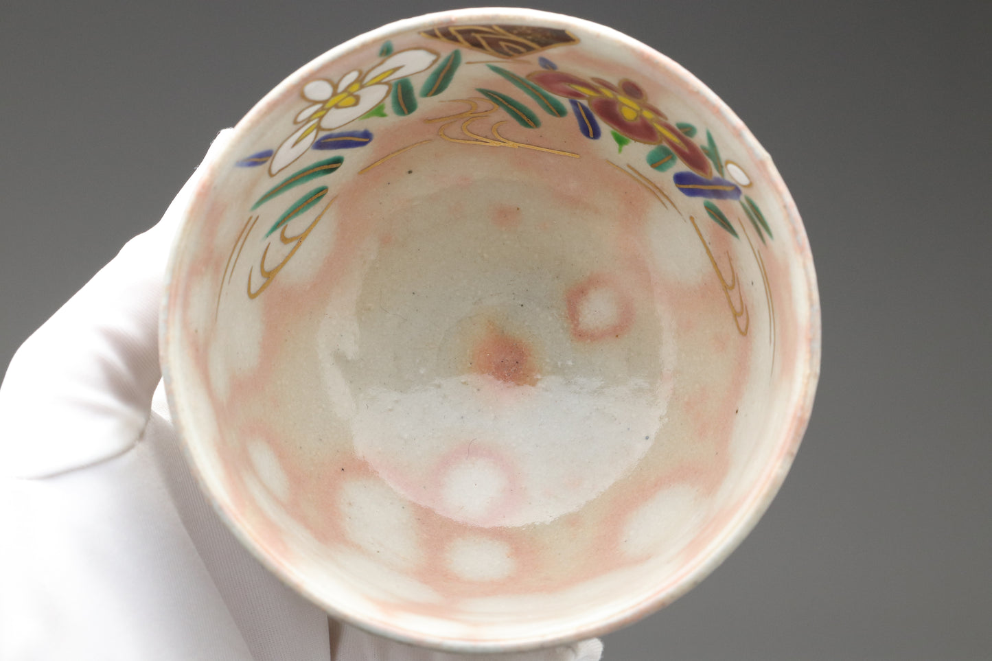 Japanese Kyoto Matcha Bowl | Tomosai Tanaka Kyo-Yaki | Handpainted Iris & Yatsuhashi | Tea Ceremony Chawan | Gold Detail | Japanese Pottery