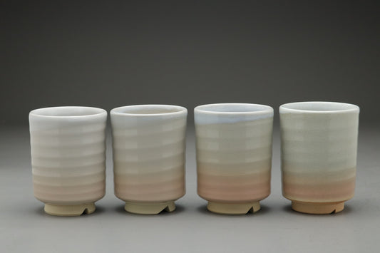 Hagi Ware Yunomi Tea Cup | White Crackle Glaze | Japanese Pottery | Handmade Pottery | Wabi Sabi Artisan Teaware | Cut Foot Stoneware Sipper