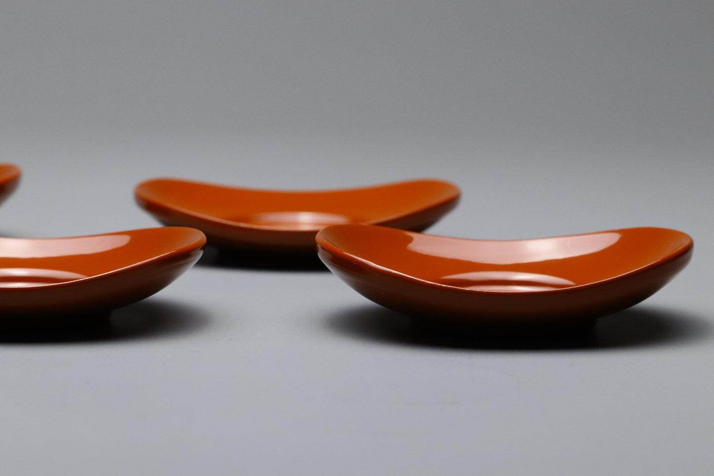 Aizu Lacquerware Teacup Saucers Set of 5 | Japanese Urushi Wood Tray in Washed Vermilion | Traditional Wabi-Sabi Chazutsu Style Coasters