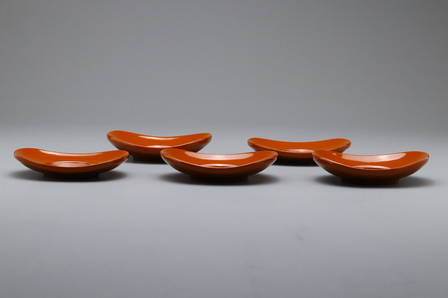Aizu Lacquerware Teacup Saucers Set of 5 | Japanese Urushi Wood Tray in Washed Vermilion | Traditional Wabi-Sabi Chazutsu Style Coasters