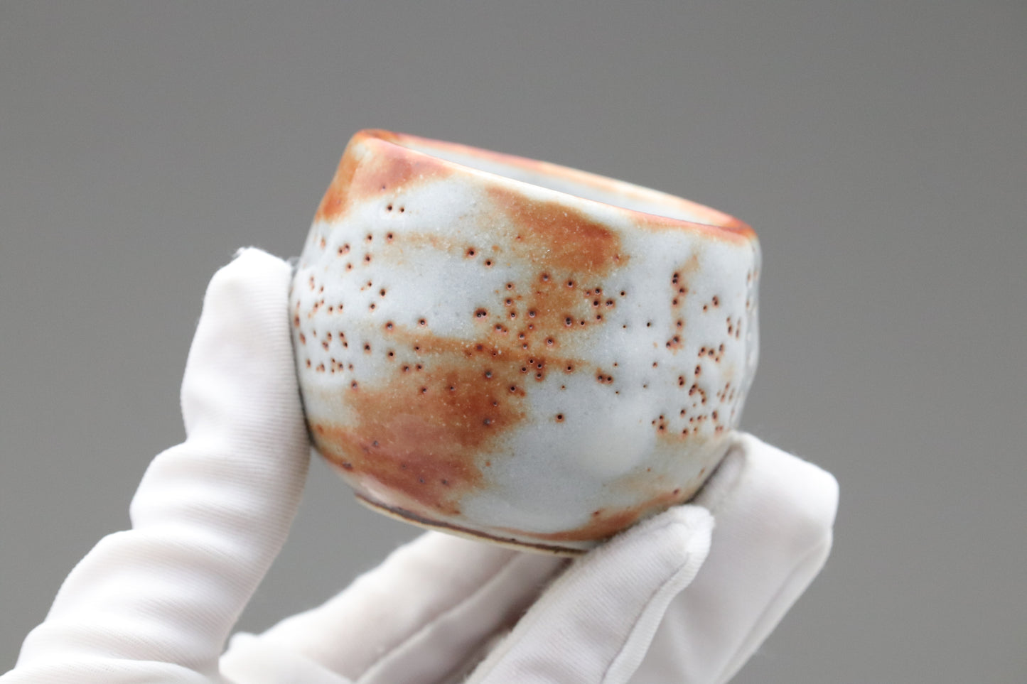 Shino Ware | Guinomi | Sake Cup | Japanese Pottery | Art Collection | Wabi Sabi | Hiiro Fire Marks | Tea Ceremony | Momogusa Clay | Unique
