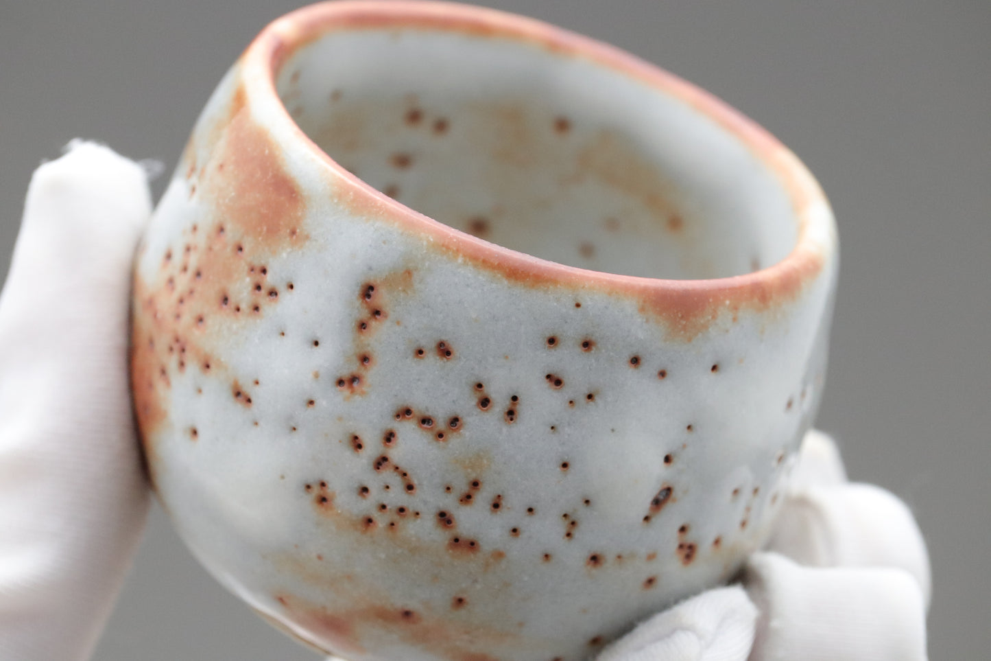 Shino Ware | Guinomi | Sake Cup | Japanese Pottery | Art Collection | Wabi Sabi | Hiiro Fire Marks | Tea Ceremony | Momogusa Clay | Unique