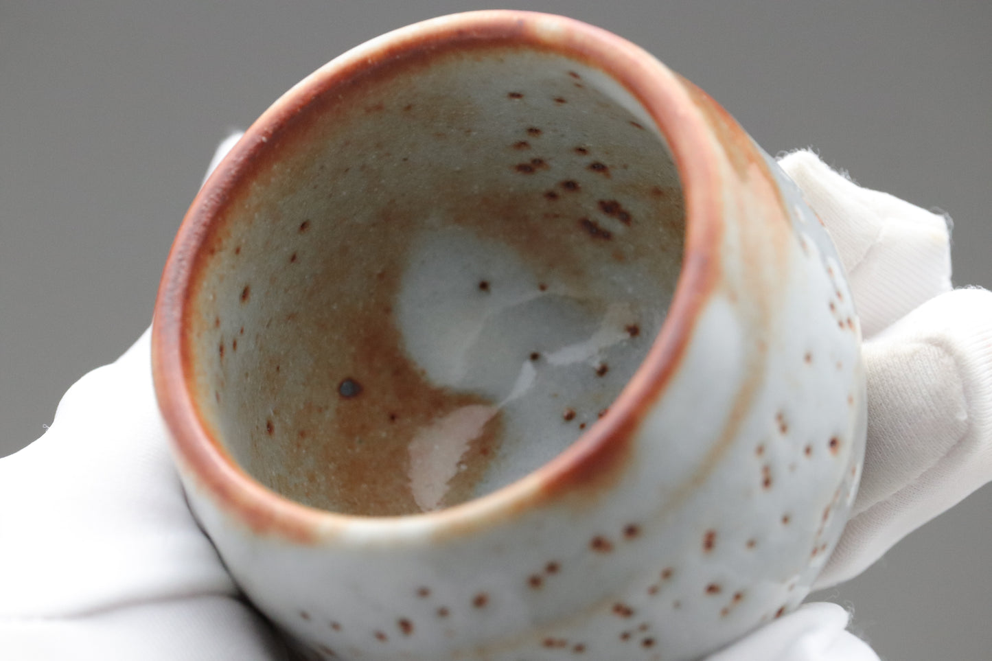 Shino Ware | Guinomi | Sake Cup | Japanese Pottery | Art Collection | Wabi Sabi | Hiiro Fire Marks | Tea Ceremony | Momogusa Clay | Unique