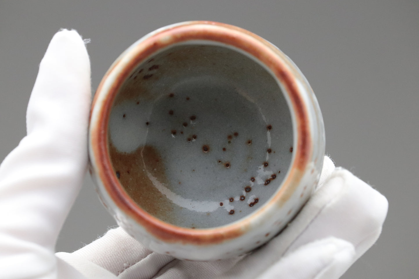 Shino Ware | Guinomi | Sake Cup | Japanese Pottery | Art Collection | Wabi Sabi | Hiiro Fire Marks | Tea Ceremony | Momogusa Clay | Unique