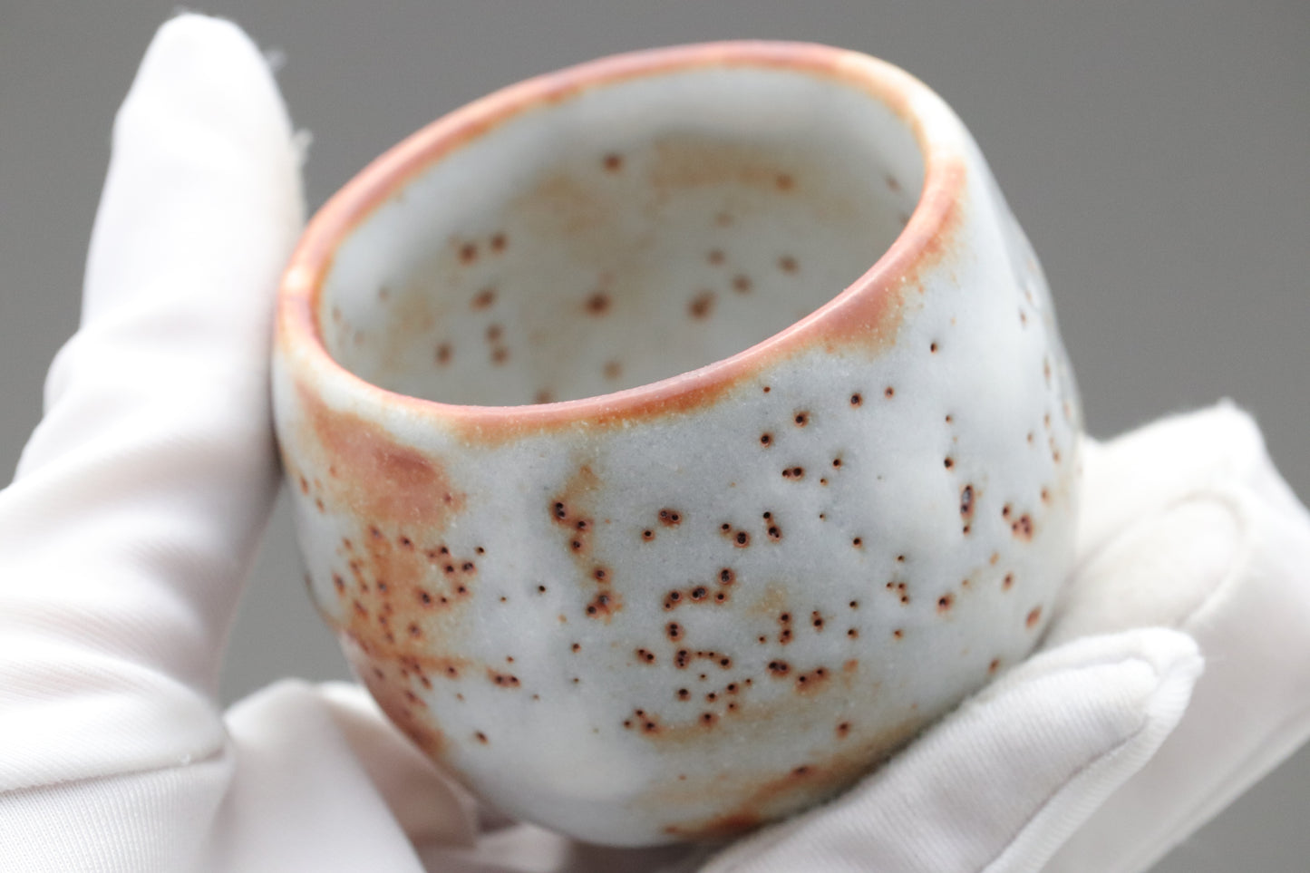 Shino Ware | Guinomi | Sake Cup | Japanese Pottery | Art Collection | Wabi Sabi | Hiiro Fire Marks | Tea Ceremony | Momogusa Clay | Unique