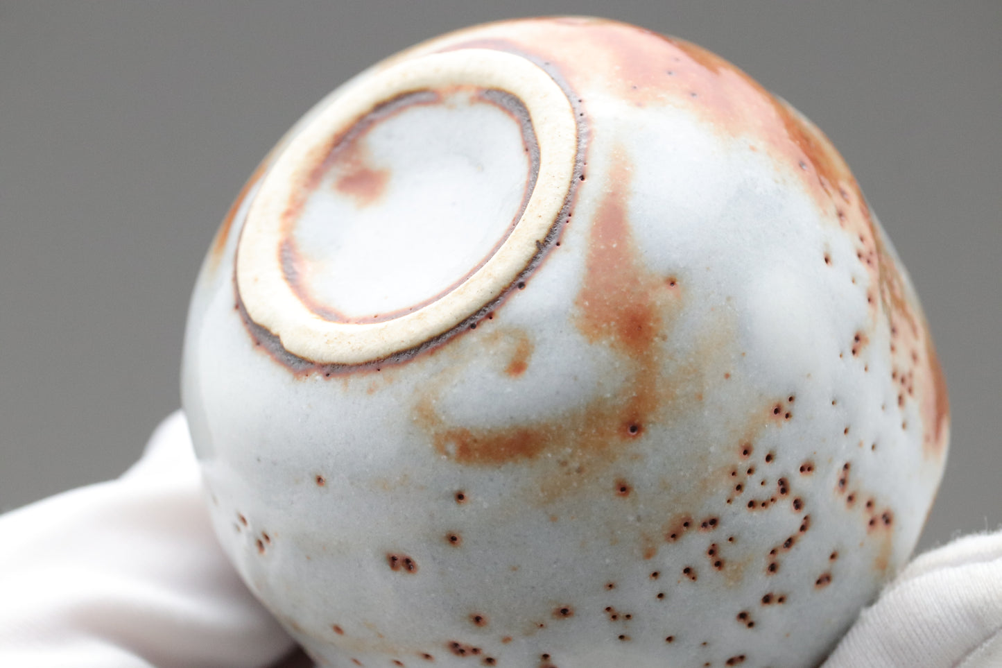 Shino Ware | Guinomi | Sake Cup | Japanese Pottery | Art Collection | Wabi Sabi | Hiiro Fire Marks | Tea Ceremony | Momogusa Clay | Unique