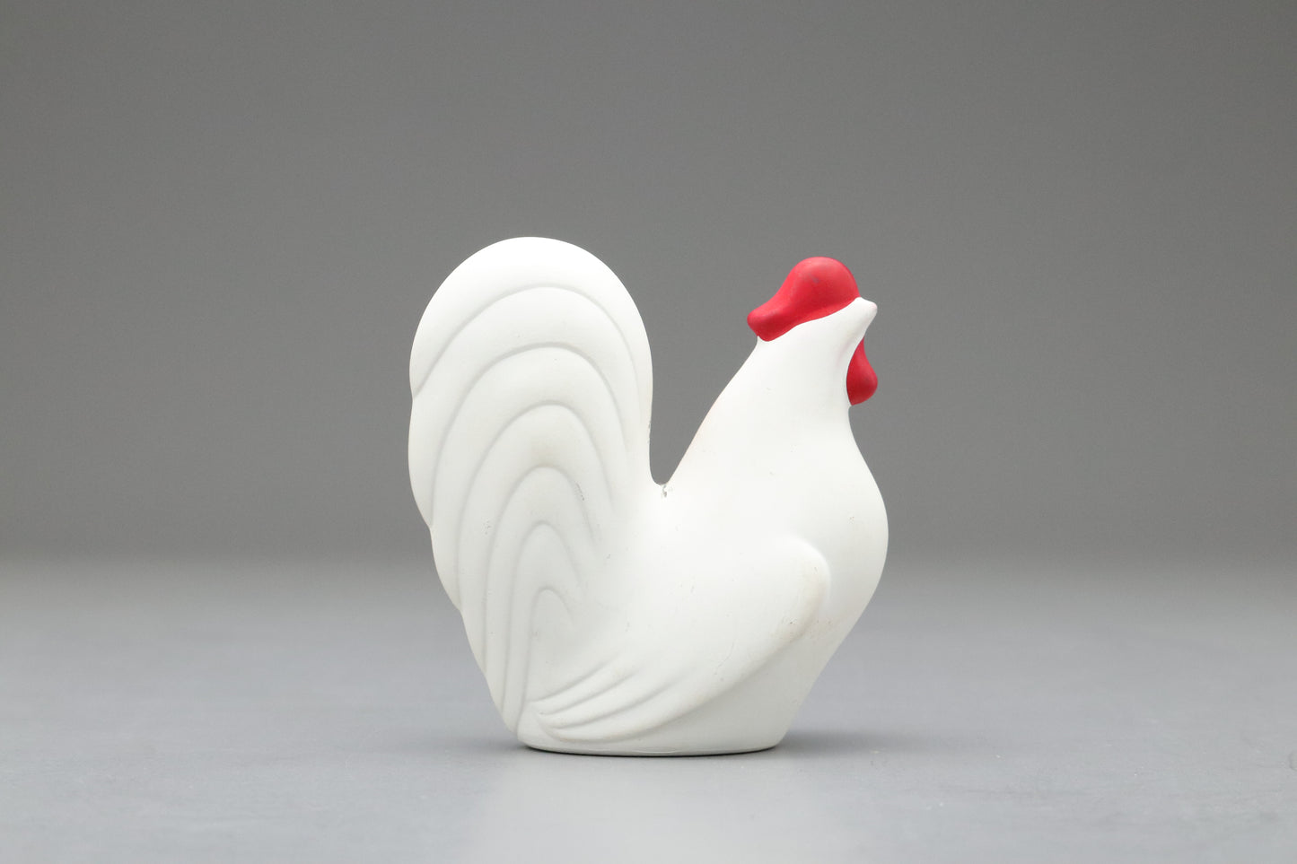 Japanese White Clay Rooster Figurine | Zodiac Sign Animal | Lucky Charm Happiness Kanji | Feng Shui Statue | Home Decor Ornament Japanese