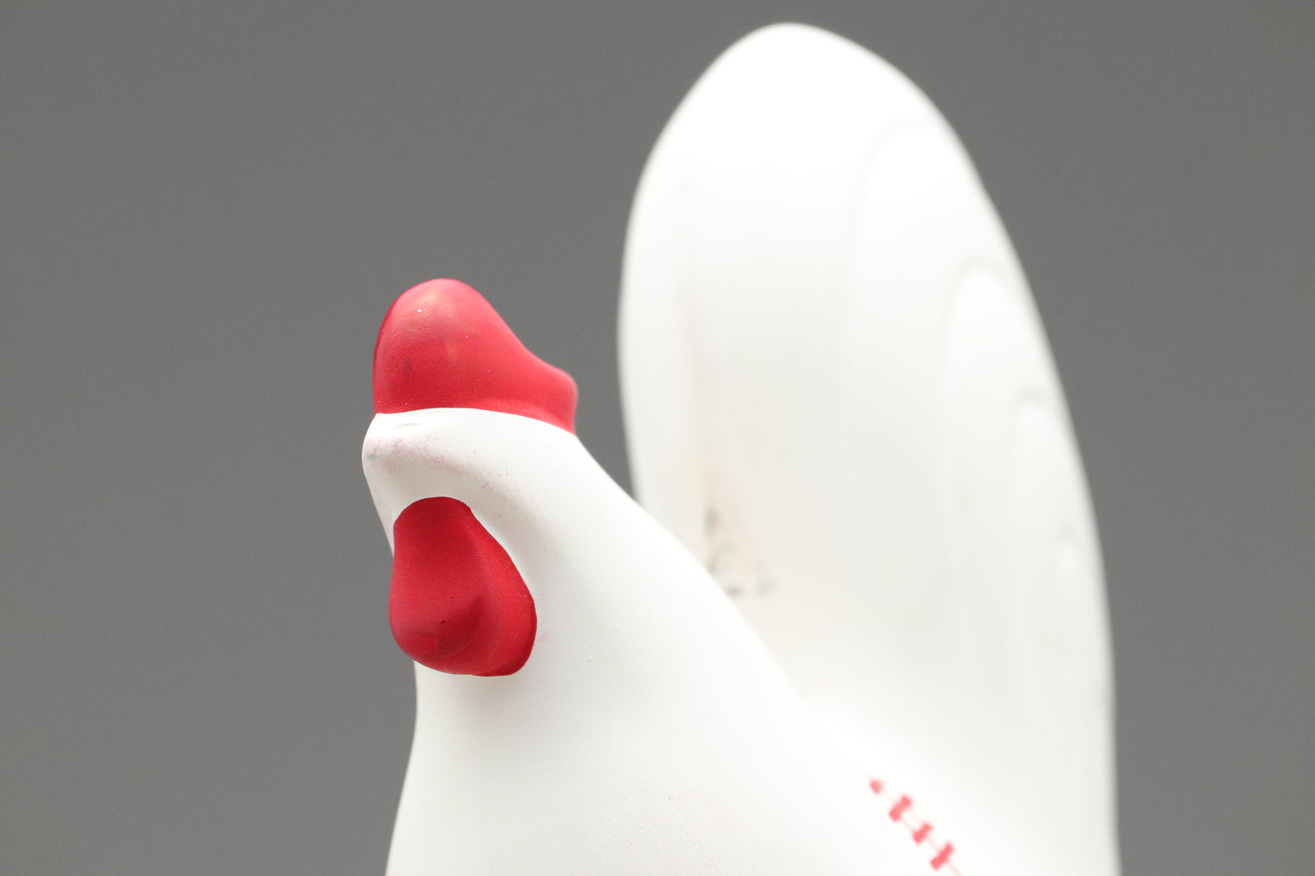 Japanese White Clay Rooster Figurine | Zodiac Sign Animal | Lucky Charm Happiness Kanji | Feng Shui Statue | Home Decor Ornament Japanese
