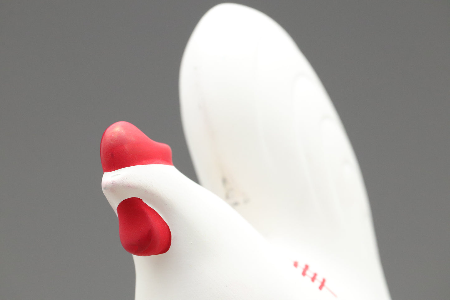 Japanese White Clay Rooster Figurine | Zodiac Sign Animal | Lucky Charm Happiness Kanji | Feng Shui Statue | Home Decor Ornament Japanese