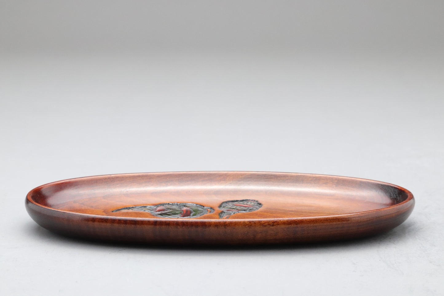 Japanese Vintage | Ujohbori | Wood Carving | Oshiborri Tray | Set of 3 | Urushi Lacquerware | Handcrafted | Oval Plate | Kitchen Tableware