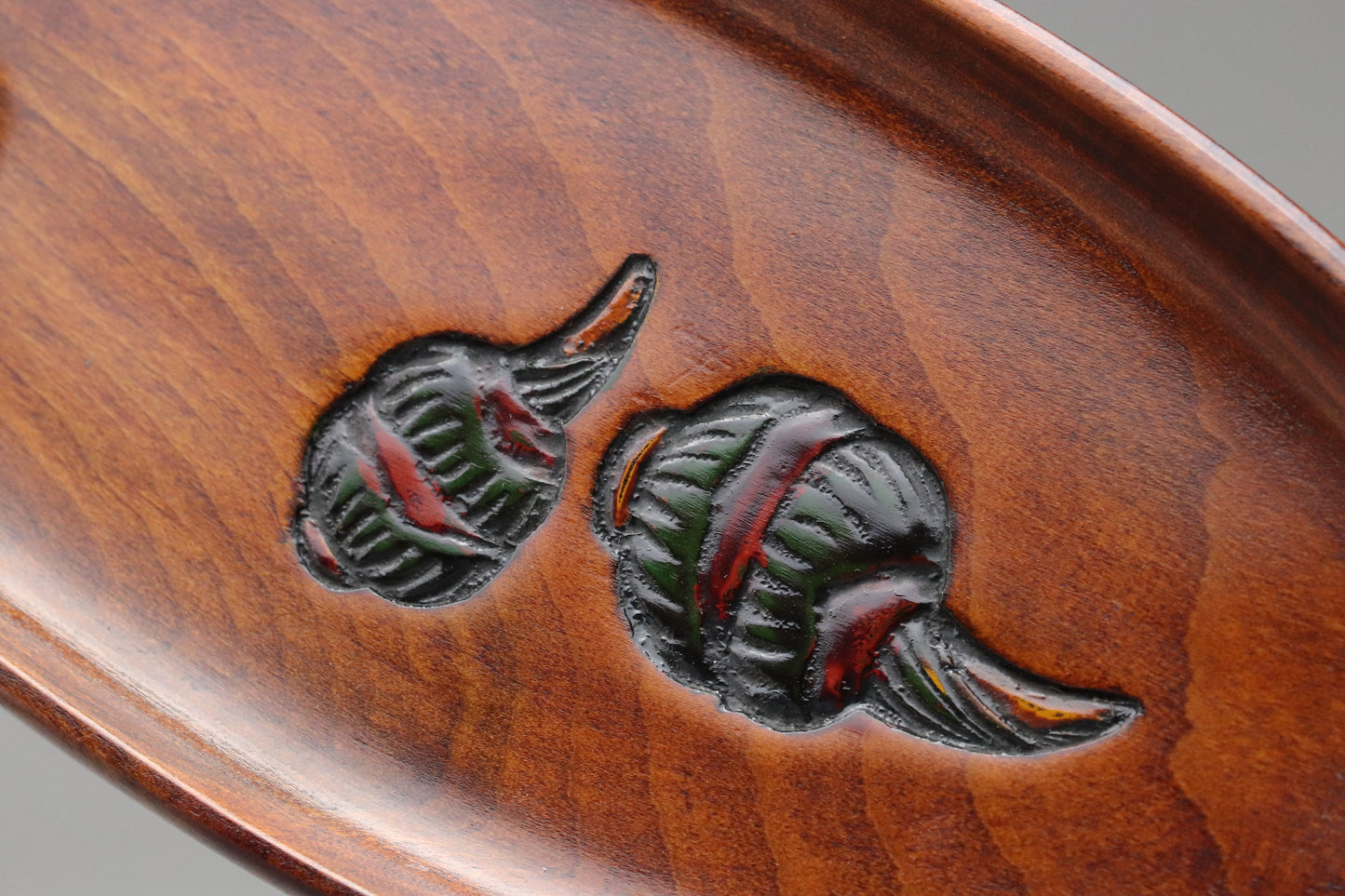 Japanese Vintage | Ujohbori | Wood Carving | Oshiborri Tray | Set of 3 | Urushi Lacquerware | Handcrafted | Oval Plate | Kitchen Tableware