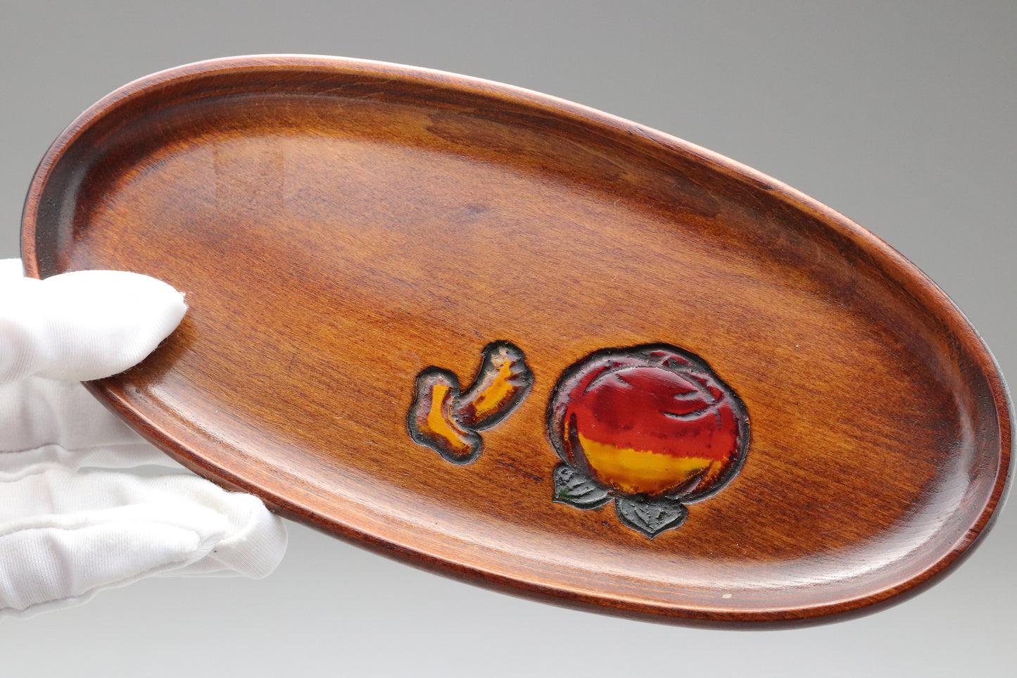Japanese Vintage | Ujohbori | Wood Carving | Oshiborri Tray | Set of 3 | Urushi Lacquerware | Handcrafted | Oval Plate | Kitchen Tableware