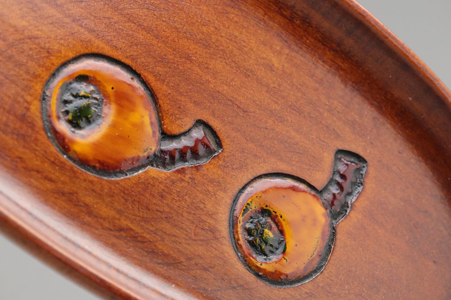 Japanese Vintage | Ujohbori | Wood Carving | Oshiborri Tray | Set of 3 | Urushi Lacquerware | Handcrafted | Oval Plate | Kitchen Tableware