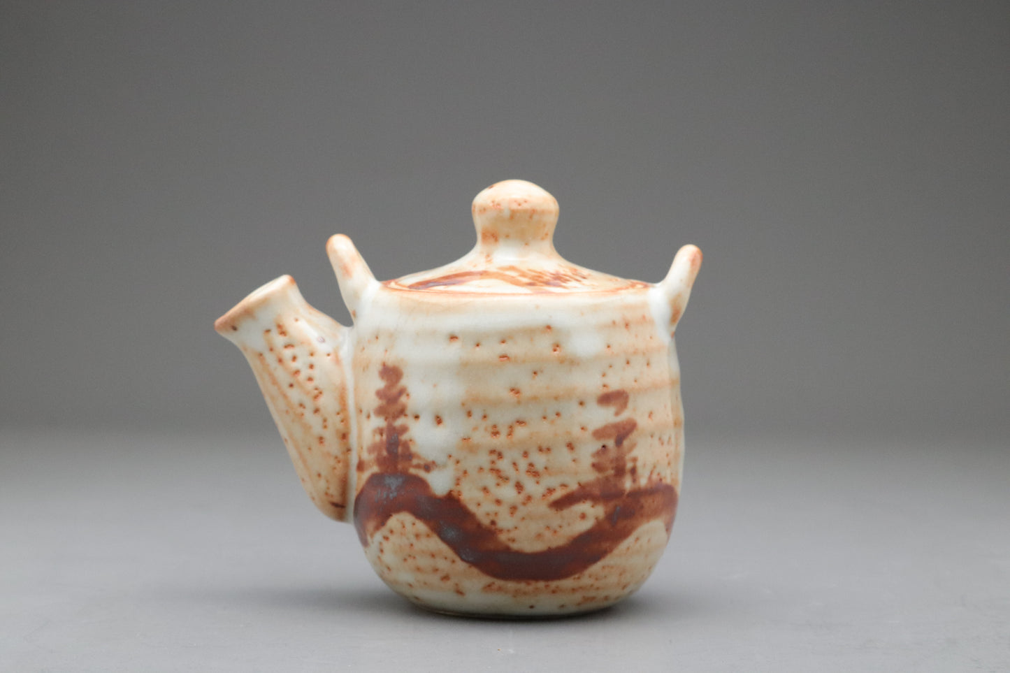 Japanese Mino Ware | Shusen Kiln Tea Set | Handmade Ceramic Teapot | 5 Yunomi Cups | Rustic Shino Glaze | Wabi Sabi | Artisan Pottery Decors