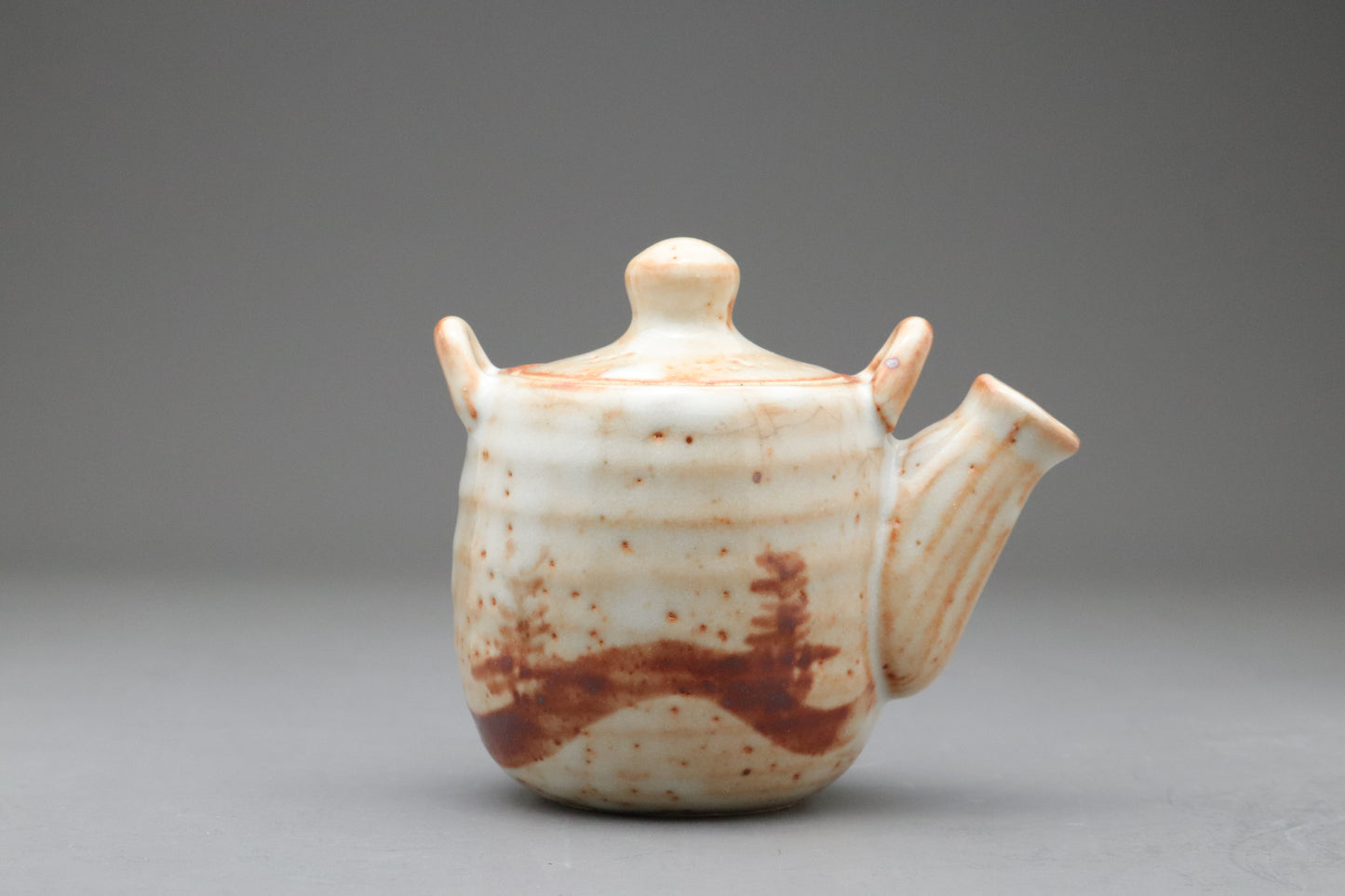 Japanese Mino Ware | Shusen Kiln Tea Set | Handmade Ceramic Teapot | 5 Yunomi Cups | Rustic Shino Glaze | Wabi Sabi | Artisan Pottery Decors