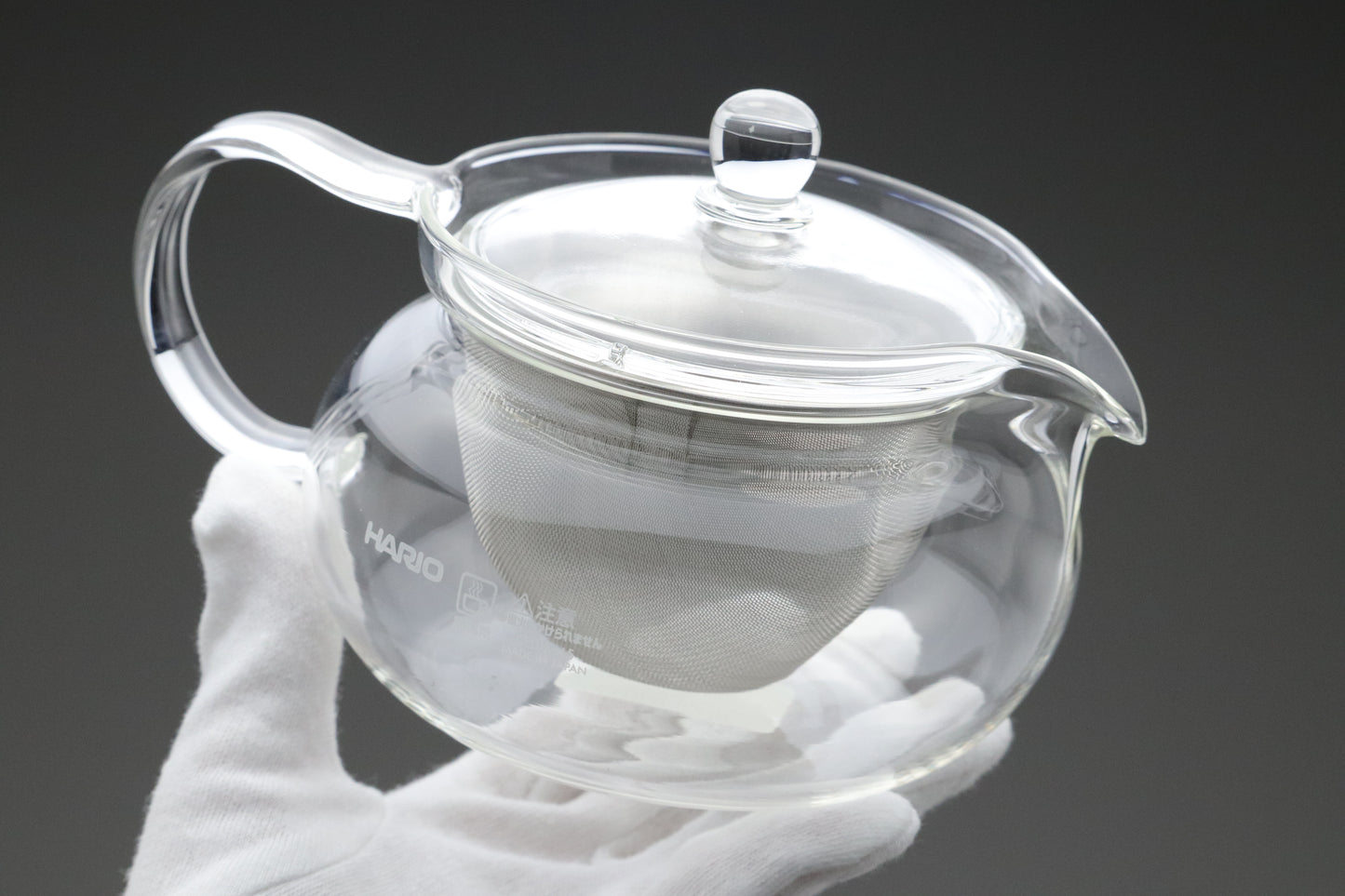 Japanese Glass Teapot | 450ml | Heat Resistant | Stainless Infuser | Clear Borosilicate | Loose Leaf Tea | Modern Kyusu | Teaware | HARIO