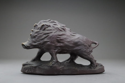 Japanese Bizen Pottery | Wild Boar Figurine | Handmade Ceramic Statue | Japanese Zodiac Animal Art | Wabi Sabi Decor | Vintage Japan Objet Art