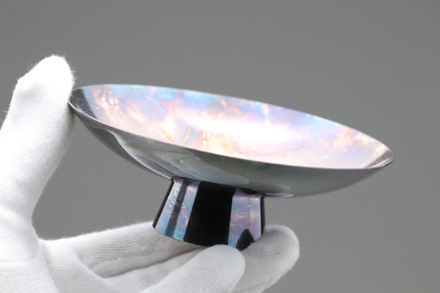 Japanese Sterling Silver | Mitsunori | Hand Engraved | Pine Bamboo Plum | Large Sake Cup | Masterpiece | Silverware | Decorative Plate | Art