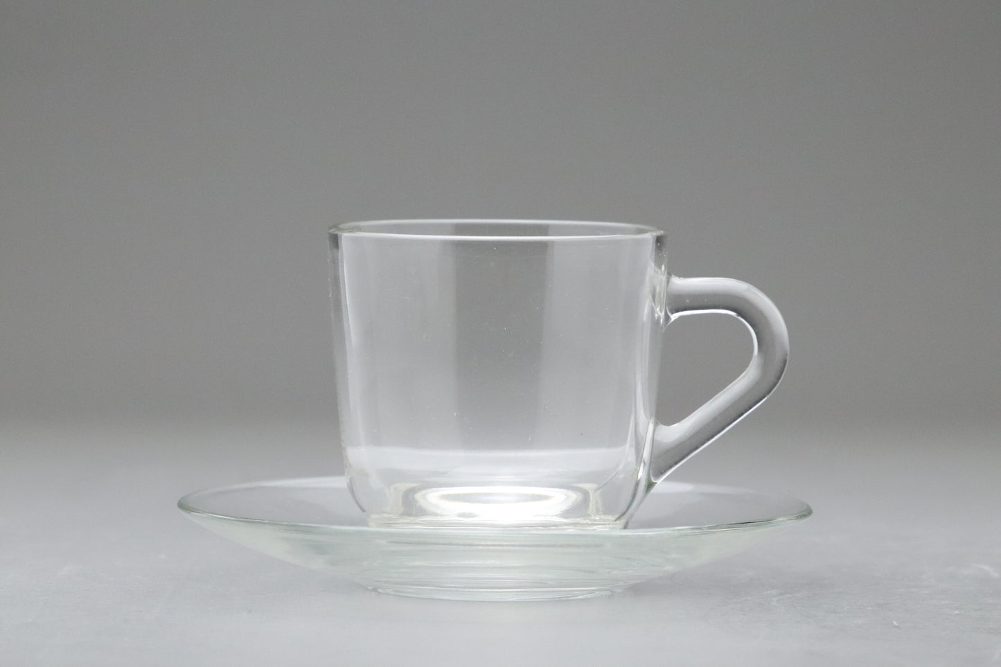 ADELEX | Made in Japan | Clear Glass Cup and Saucer Set of 6 | Japanese Glassware | Espresso Coffee Tea Cups | Minimalist Home Cafe Kitchen