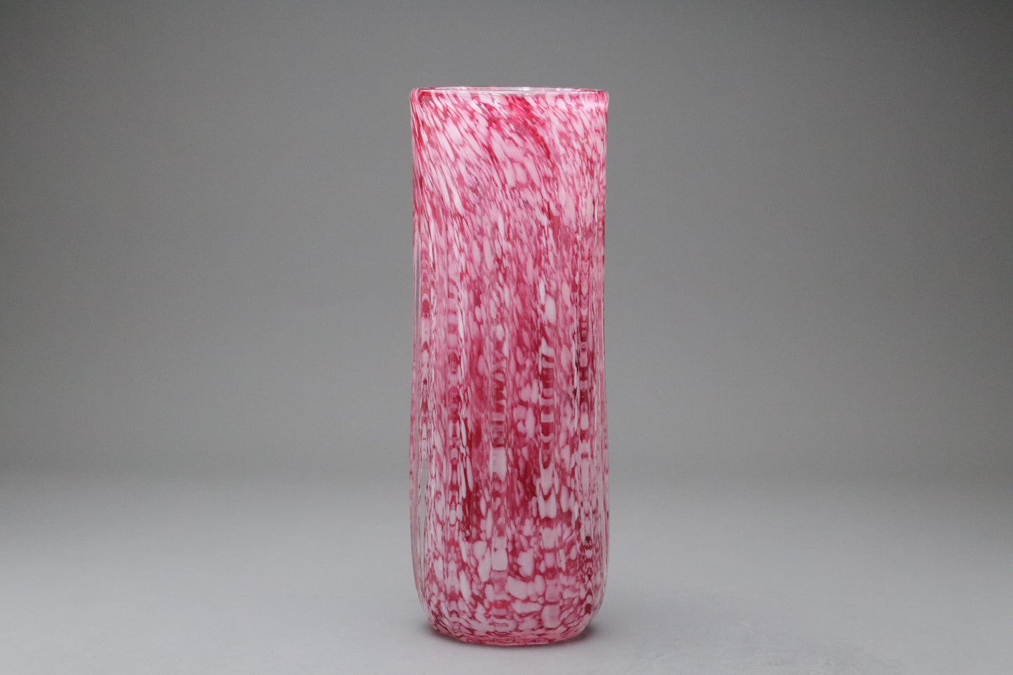 Vintage Kamei Glass | Japanese Art Glass | Pink White Splatter | Flower Vase | Speckled | Mid Century Modern | Hand Blown | Osaka Japan