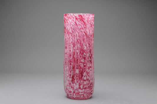 Vintage Kamei Glass | Japanese Art Glass | Pink White Splatter | Flower Vase | Speckled | Mid Century Modern | Hand Blown | Osaka Japan