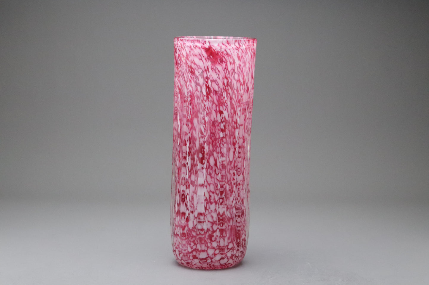 Vintage Kamei Glass | Japanese Art Glass | Pink White Splatter | Flower Vase | Speckled | Mid Century Modern | Hand Blown | Osaka Japan