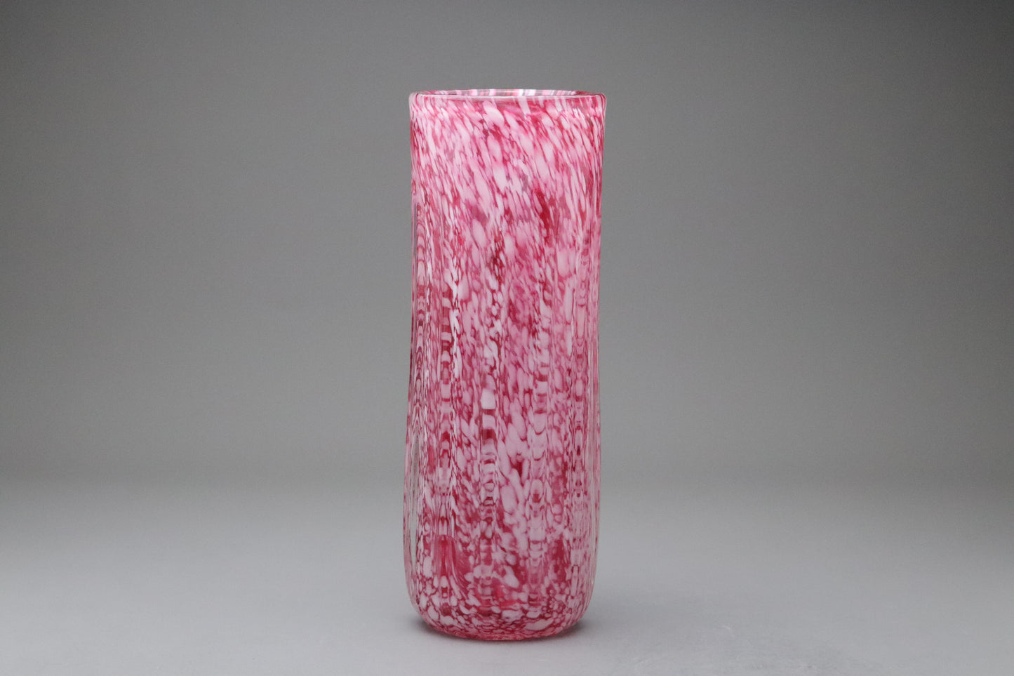 Vintage Kamei Glass | Japanese Art Glass | Pink White Splatter | Flower Vase | Speckled | Mid Century Modern | Hand Blown | Osaka Japan