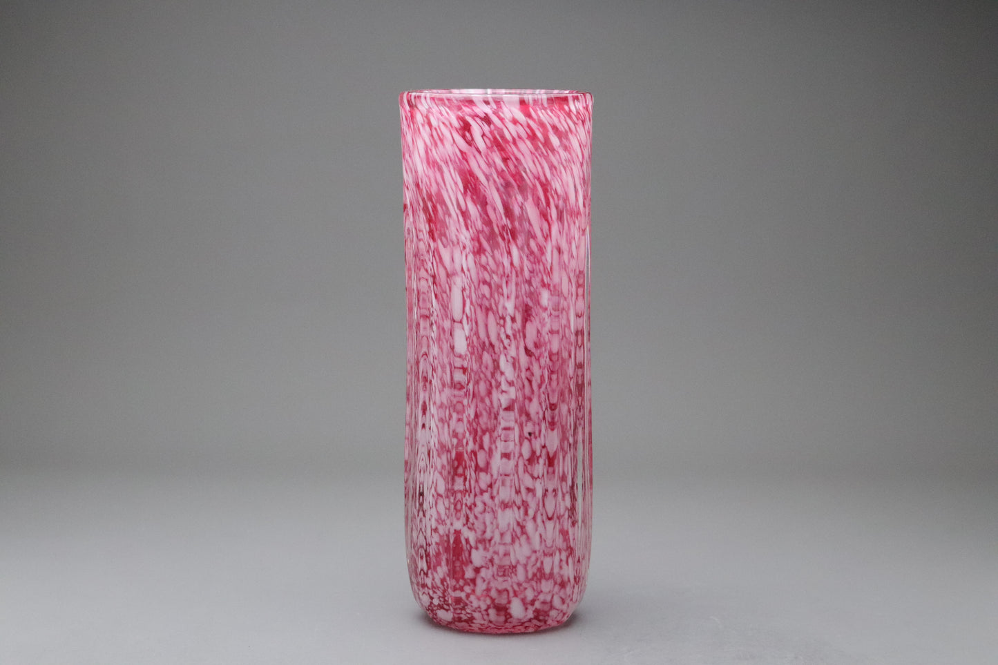 Vintage Kamei Glass | Japanese Art Glass | Pink White Splatter | Flower Vase | Speckled | Mid Century Modern | Hand Blown | Osaka Japan