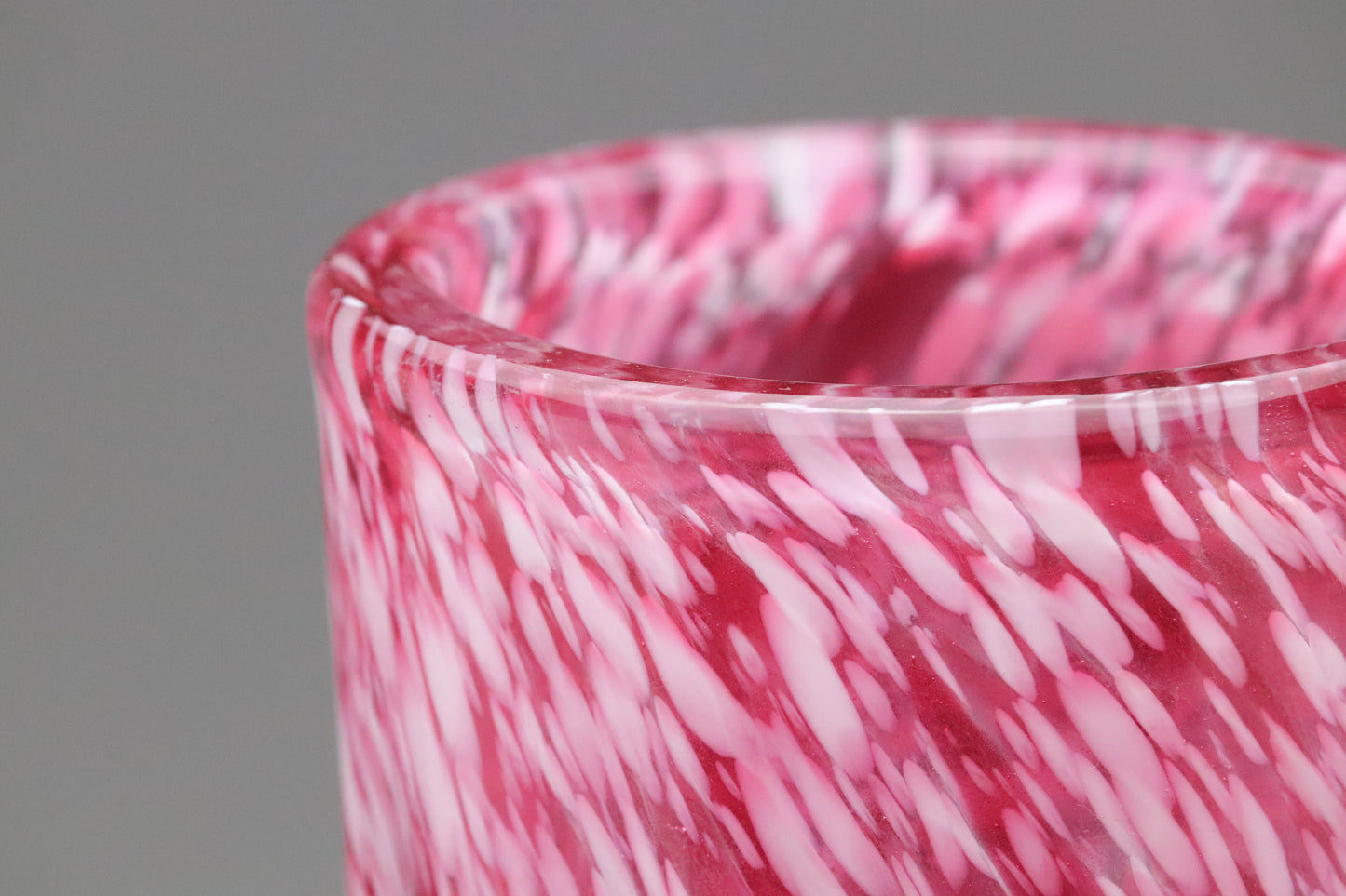 Vintage Kamei Glass | Japanese Art Glass | Pink White Splatter | Flower Vase | Speckled | Mid Century Modern | Hand Blown | Osaka Japan