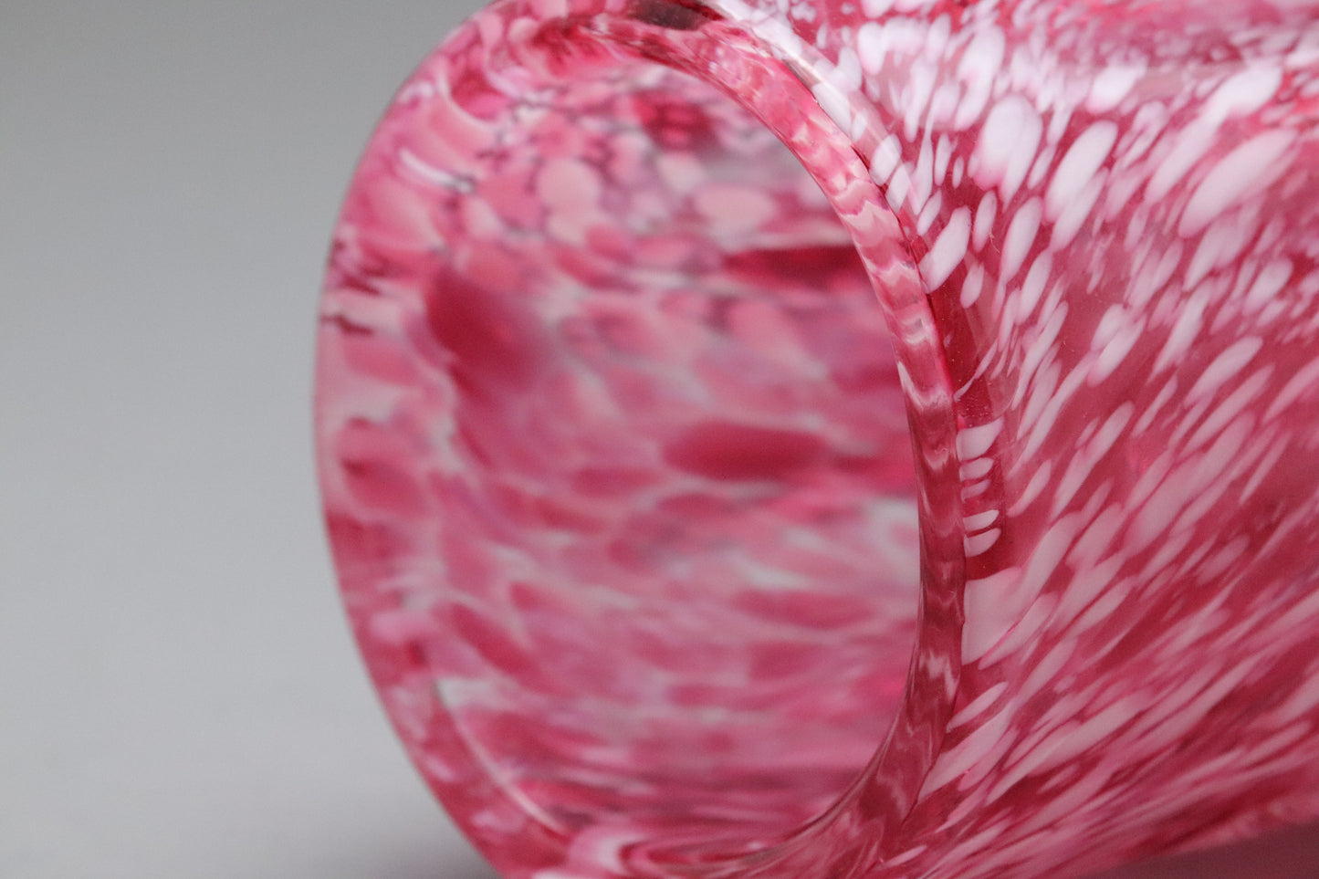 Vintage Kamei Glass | Japanese Art Glass | Pink White Splatter | Flower Vase | Speckled | Mid Century Modern | Hand Blown | Osaka Japan