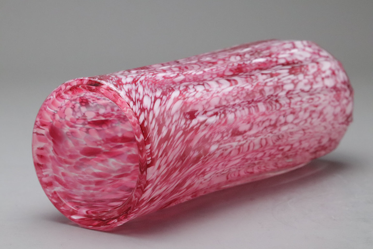 Vintage Kamei Glass | Japanese Art Glass | Pink White Splatter | Flower Vase | Speckled | Mid Century Modern | Hand Blown | Osaka Japan