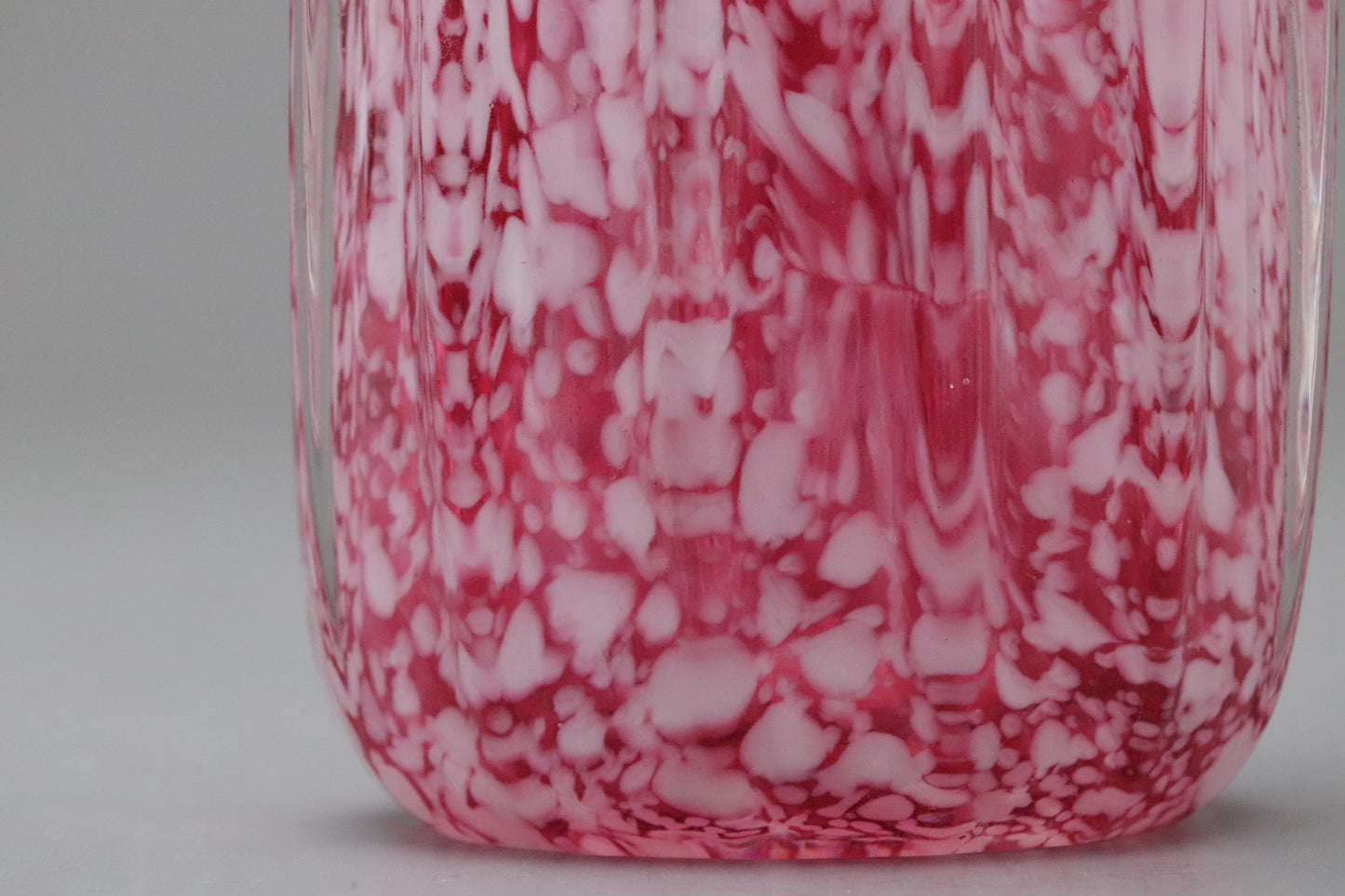 Vintage Kamei Glass | Japanese Art Glass | Pink White Splatter | Flower Vase | Speckled | Mid Century Modern | Hand Blown | Osaka Japan