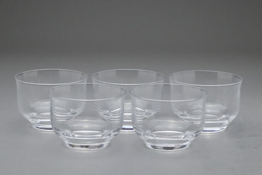 Aderia Palme Chilled Tea Glass Set | Ishizuka Glass Japan | Minimalist Bowl | Vintage Tea Cup | Summer Tableware | Clear Glass Stackable 5