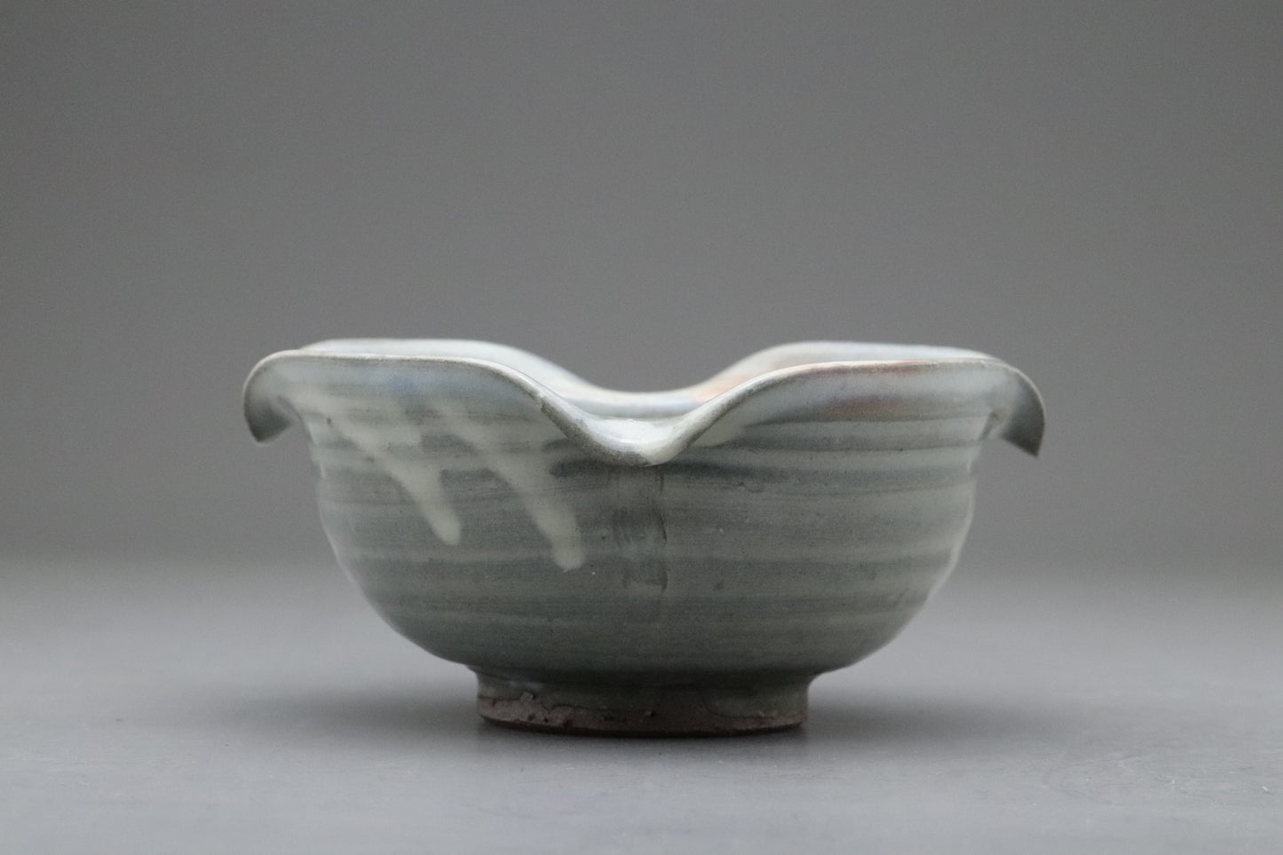 Japanese Pottery | Katakuchi | Serving Bowl | Handmade | Scalloped Rim | Wabi Sabi | Blue Grey | Rustic Ceramics | Textured | Kitchenware