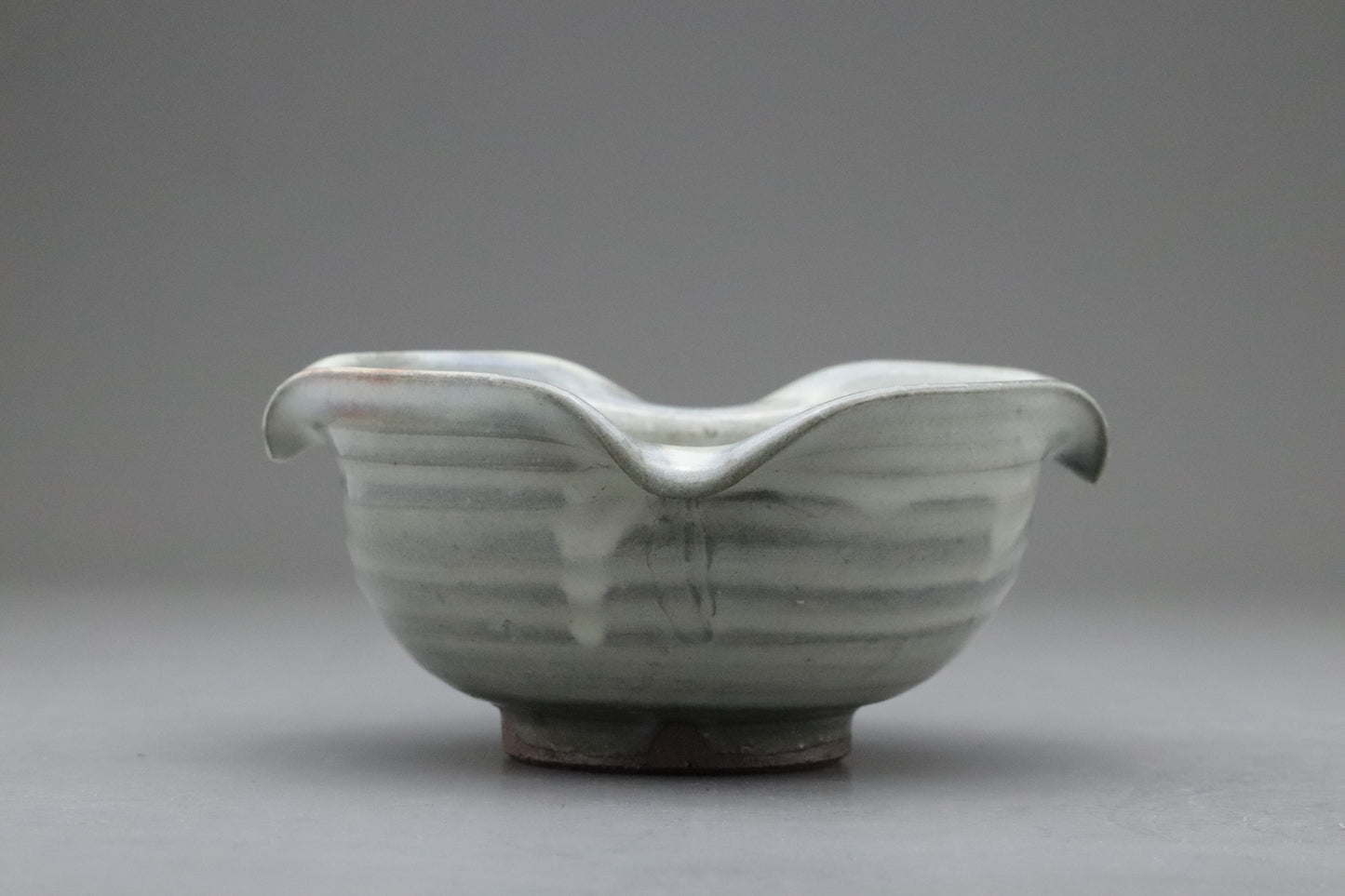 Japanese Pottery | Katakuchi | Serving Bowl | Handmade | Scalloped Rim | Wabi Sabi | Blue Grey | Rustic Ceramics | Textured | Kitchenware
