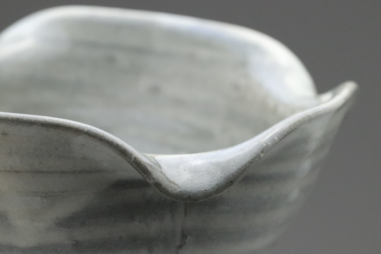 Japanese Pottery | Katakuchi | Serving Bowl | Handmade | Scalloped Rim | Wabi Sabi | Blue Grey | Rustic Ceramics | Textured | Kitchenware