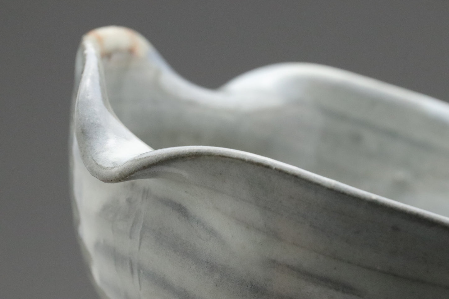Japanese Pottery | Katakuchi | Serving Bowl | Handmade | Scalloped Rim | Wabi Sabi | Blue Grey | Rustic Ceramics | Textured | Kitchenware