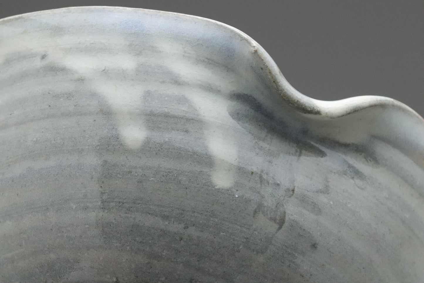Japanese Pottery | Katakuchi | Serving Bowl | Handmade | Scalloped Rim | Wabi Sabi | Blue Grey | Rustic Ceramics | Textured | Kitchenware