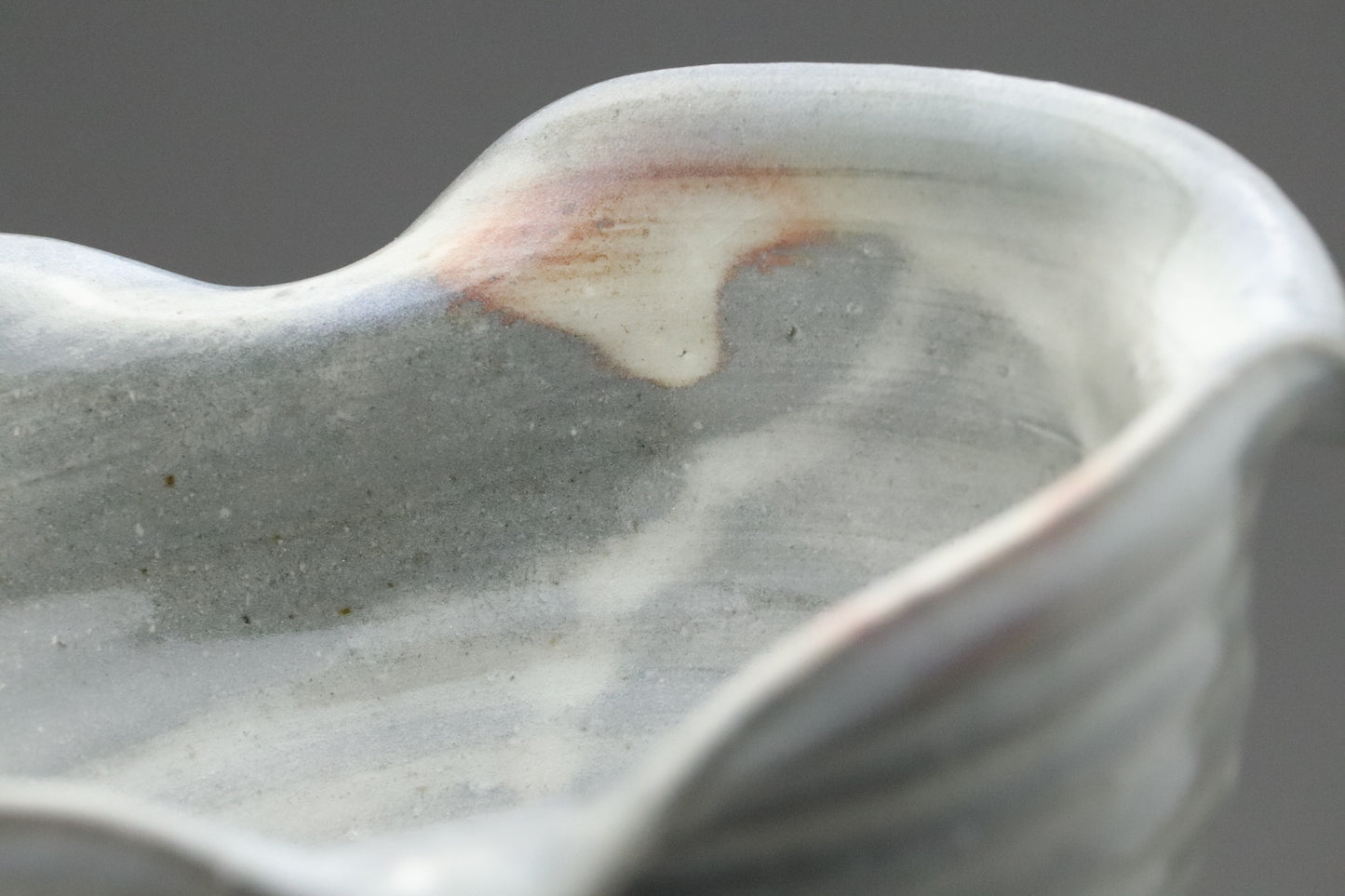 Japanese Pottery | Katakuchi | Serving Bowl | Handmade | Scalloped Rim | Wabi Sabi | Blue Grey | Rustic Ceramics | Textured | Kitchenware