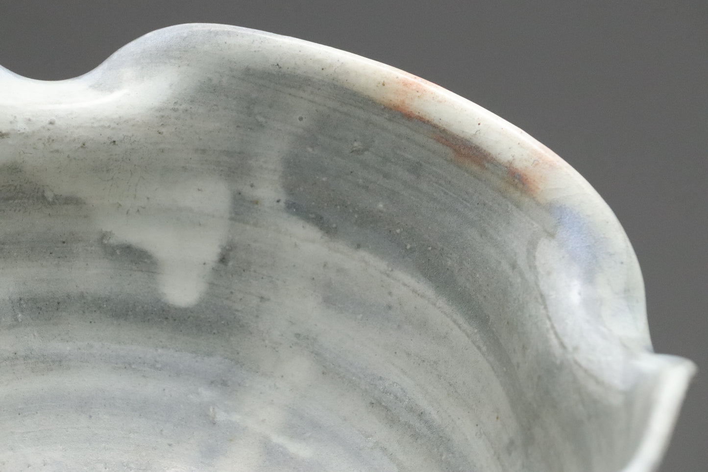 Japanese Pottery | Katakuchi | Serving Bowl | Handmade | Scalloped Rim | Wabi Sabi | Blue Grey | Rustic Ceramics | Textured | Kitchenware