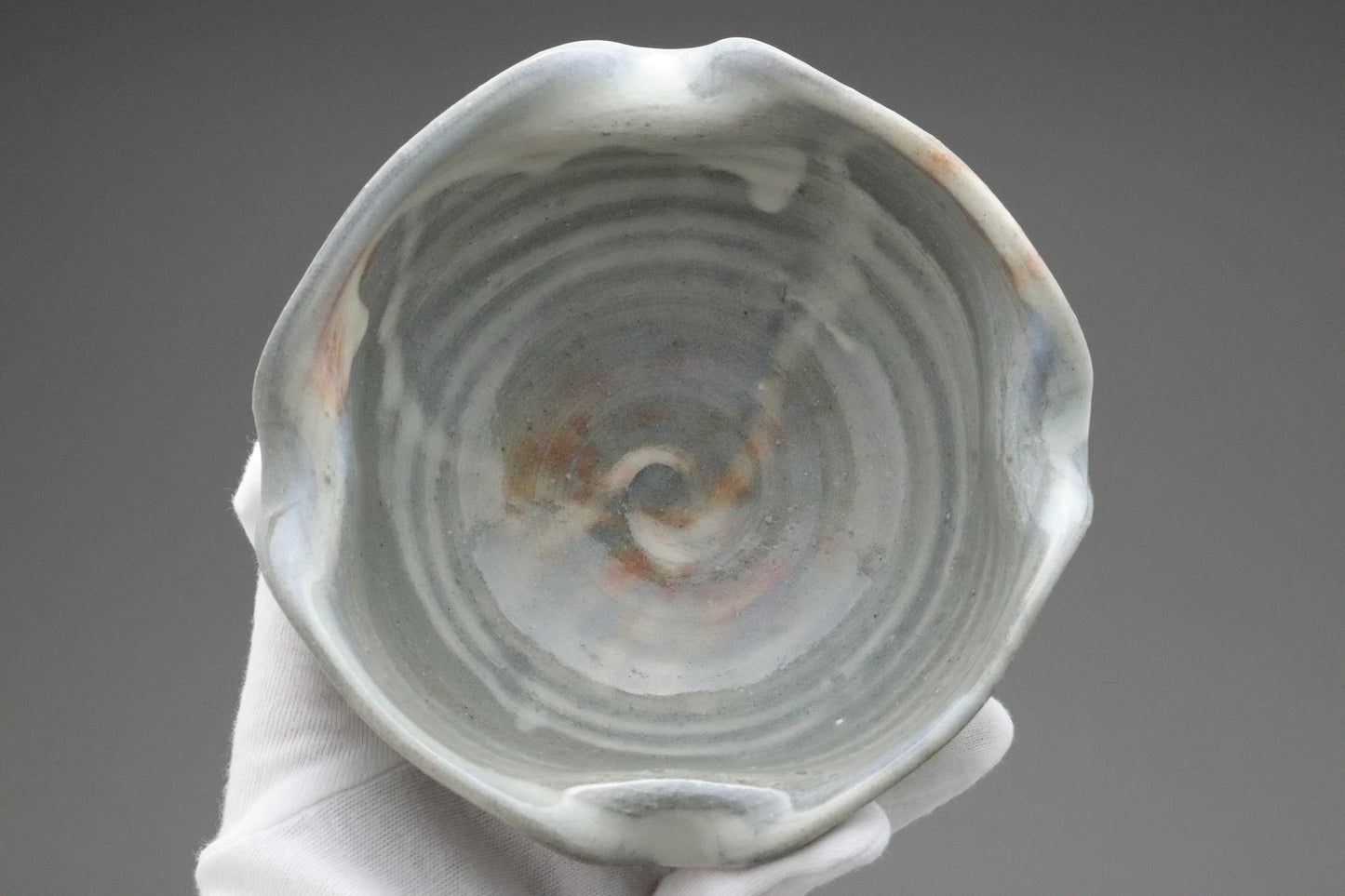 Japanese Pottery | Katakuchi | Serving Bowl | Handmade | Scalloped Rim | Wabi Sabi | Blue Grey | Rustic Ceramics | Textured | Kitchenware