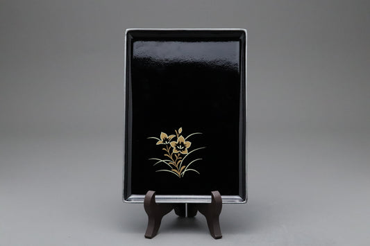 Vintage Japanese Lacquer Tray | Kittebon | Urushi | Gold Floral | Offering Plate | Valet Organizer | Zen Decor | Bellflower | Japan Object