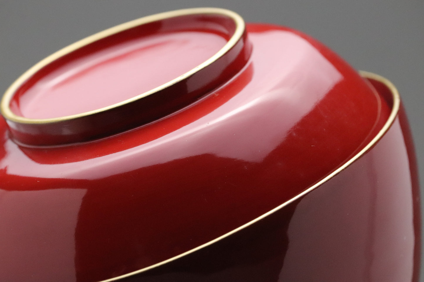 Vintage Japanese Lacquerware | Set of 10 Bowls with Lids | Urushi Vermilion Red | Gold Rim | Miso Soup Bowl | Japan Tableware | Dinner Party
