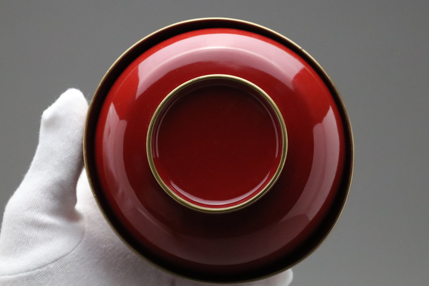 Vintage Japanese Lacquerware | Set of 10 Bowls with Lids | Urushi Vermilion Red | Gold Rim | Miso Soup Bowl | Japan Tableware | Dinner Party