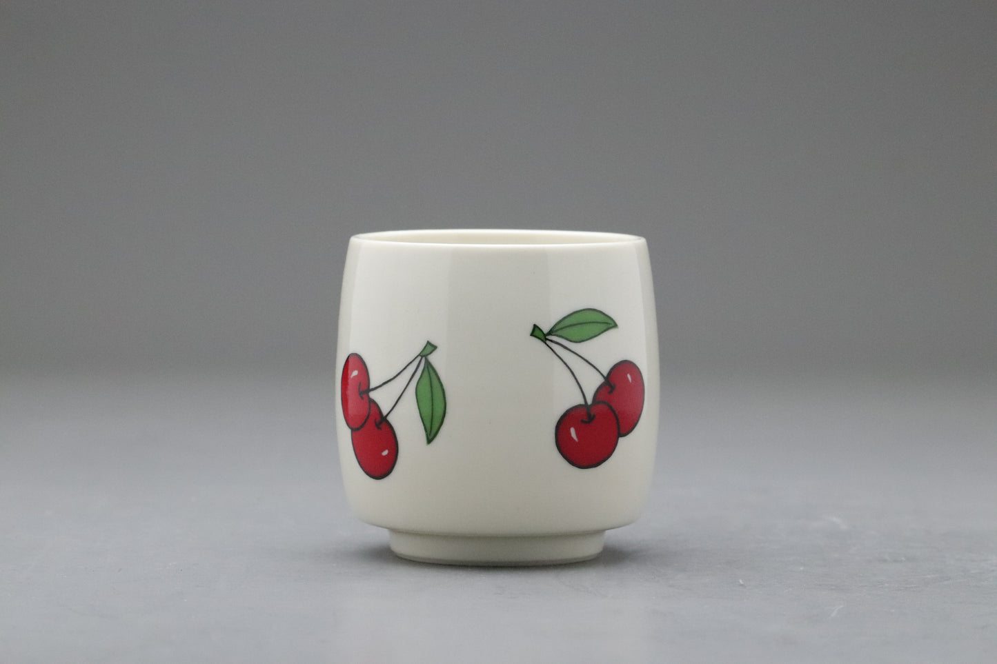 Japanese Tea Cup Set | Cherry Pattern | Yunomi | Set of 5 | Ceramic Pottery | Vintage Style | Kawaii | Retro | Kitchenware | Asian Tableware