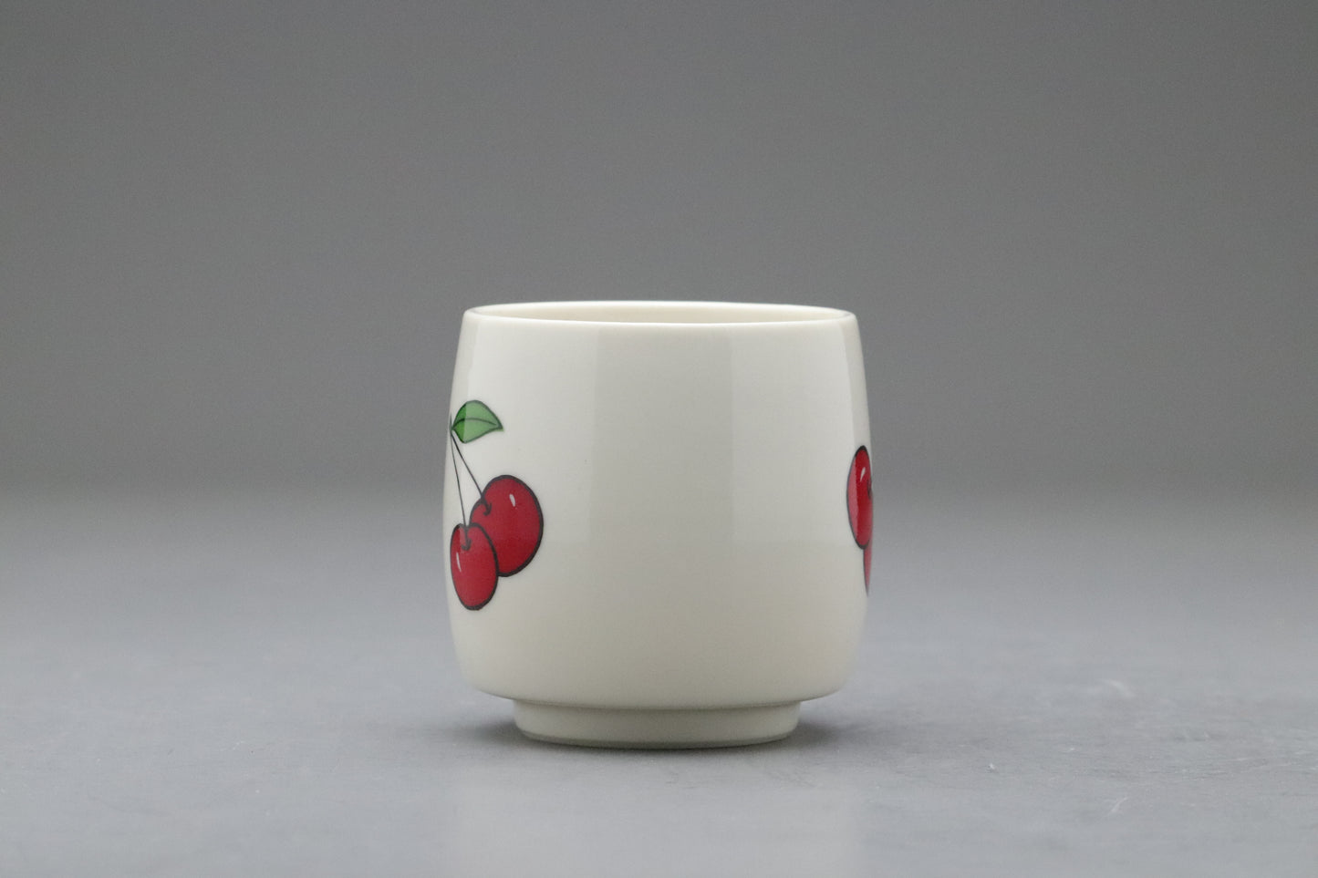 Japanese Tea Cup Set | Cherry Pattern | Yunomi | Set of 5 | Ceramic Pottery | Vintage Style | Kawaii | Retro | Kitchenware | Asian Tableware