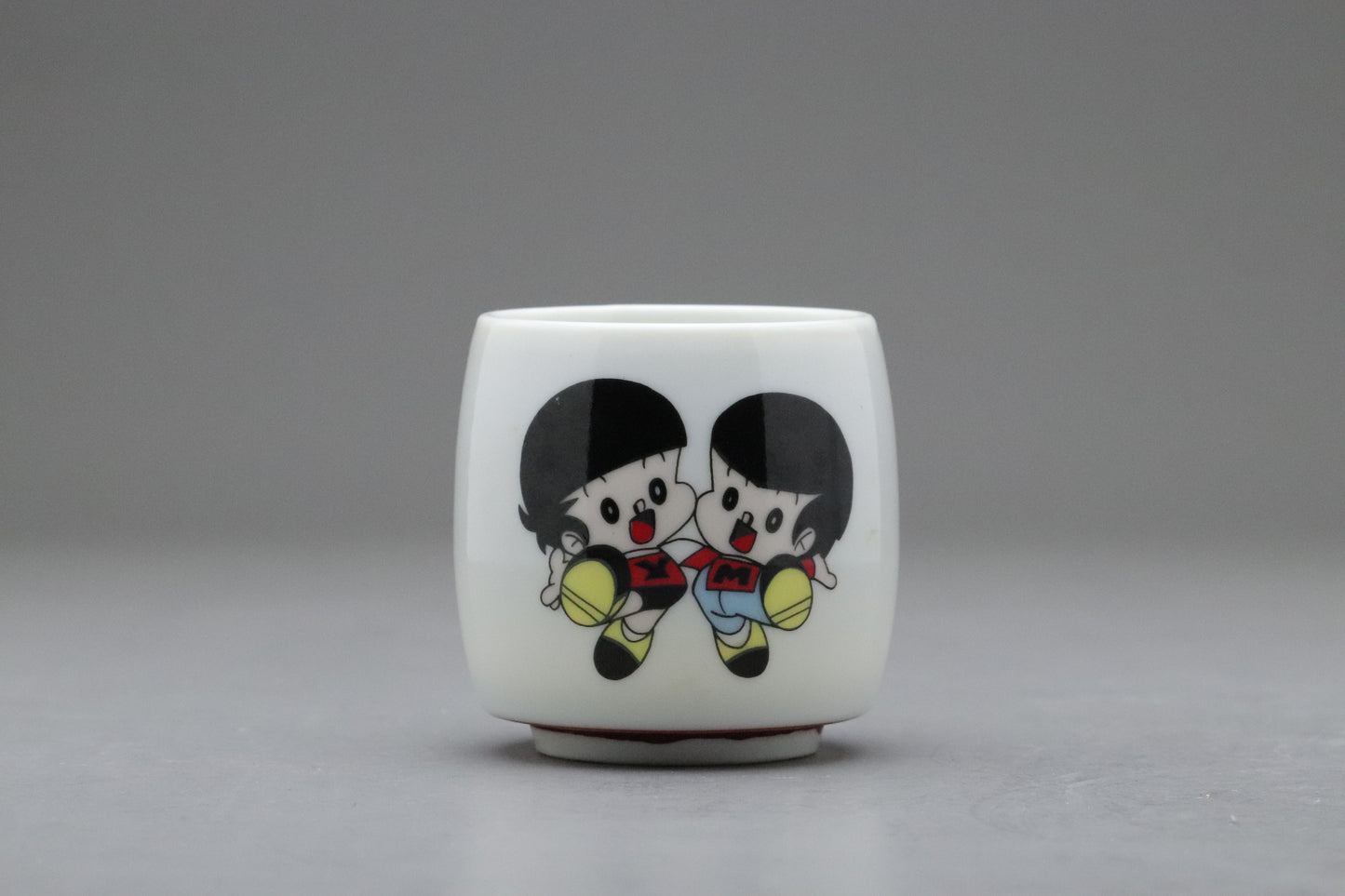 Vintage Yanmar | Yanbo Marbo | Set of 3 | Japanese Yunomi | Retro Advertising | Mascot | Porcelain | Showa Era | Collectible Pottery | Anime